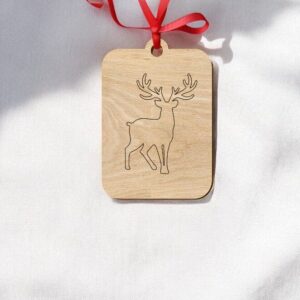 Intra απο ξύλο plywood 3mm-4mm πάχος – Χριστουγεννιάτικο στολίδι με χαραγμένο τάρανδο 35x40 cm INTRAVECTRY-MY551957