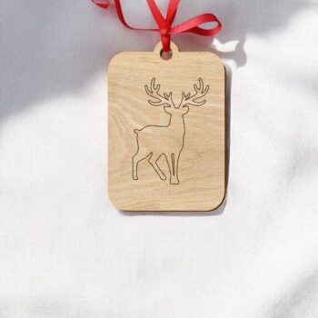 Intra απο ξύλο plywood 3mm-4mm πάχος – Χριστουγεννιάτικο στολίδι με χαραγμένο τάρανδο 40x45 cm INTRAVECTRY-MY551073 - Image 1