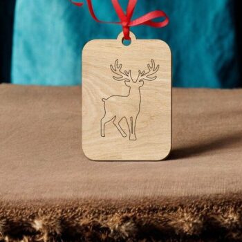 Intra απο ξύλο plywood 3mm-4mm πάχος – Χριστουγεννιάτικο στολίδι με χαραγμένο τάρανδο 40x45 cm INTRAVECTRY-MY551073 - Image 2