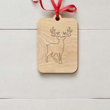 Intra απο ξύλο plywood 3mm-4mm πάχος – Χριστουγεννιάτικο στολίδι με χαραγμένο τάρανδο 40x45 cm INTRAVECTRY-MY551073 - Image 3