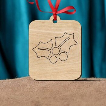 Intra απο ξύλο plywood 3mm-4mm πάχος – Χριστουγεννιάτικο στολίδι με χαραγμένο γκι 50x60 cm INTRAVECTRY-MY550300 - Image 2