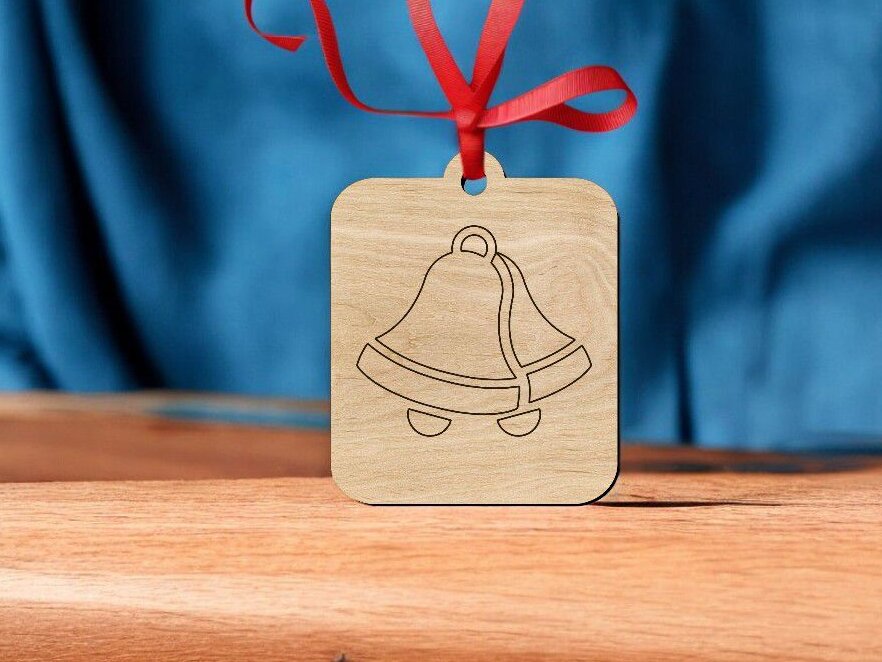 Intra απο ξύλο plywood 3mm-4mm πάχος – Χριστουγεννιάτικο στολίδι καμπάνας με ξύλινο χαραγμένο 45x50 cm INTRAVECTRY-MY544181