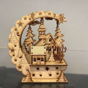 Intra απο ξύλο plywood 3mm-4mm πάχος – Διακόσμηση Χριστουγεννιάτικου χωριού Half Moon Light Up 10x10 cm INTRAVECTRY-MY547574