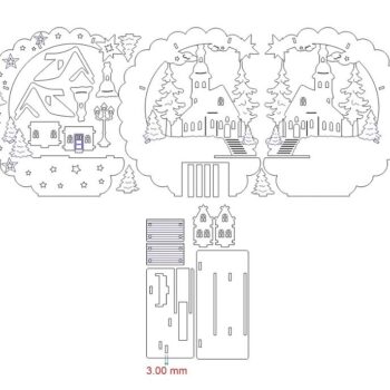 Intra απο ξύλο plywood 3mm-4mm πάχος – Διακόσμηση Χριστουγεννιάτικου χωριού Half Moon Light Up 40x45 cm INTRAVECTRY-MY548627 - Image 3
