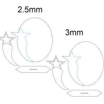 Intra απο ξύλο plywood 3mm-4mm πάχος – Βραβείο Star Crystal Oval Shield 12x15 cm INTRAVECTRY-MY547507 - Image 2