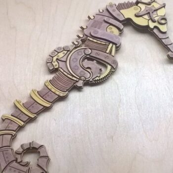 Intra απο ξύλο plywood 3mm-4mm πάχος – ξύλο 3D παζλ Mechanical Seahorse 40x40 cm INTRAVECTRY-MY554477 - Image 1