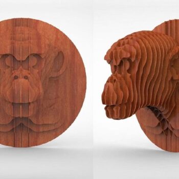 Intra απο ξύλο plywood 3mm-4mm πάχος – Monkey Trophy Head 3D ξύλινο κιτ μοντέλου παζλ ξύλο 3mm 50x60 cm INTRAVECTRY-MY544264 - Image 1
