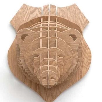 Intra απο ξύλο plywood 3mm-4mm πάχος – 3D Ξύλινο κεφαλάκι αρκούδας παζλ διακόσμηση τοίχου 45x50 cm INTRAVECTRY-MY555847 - Image 1