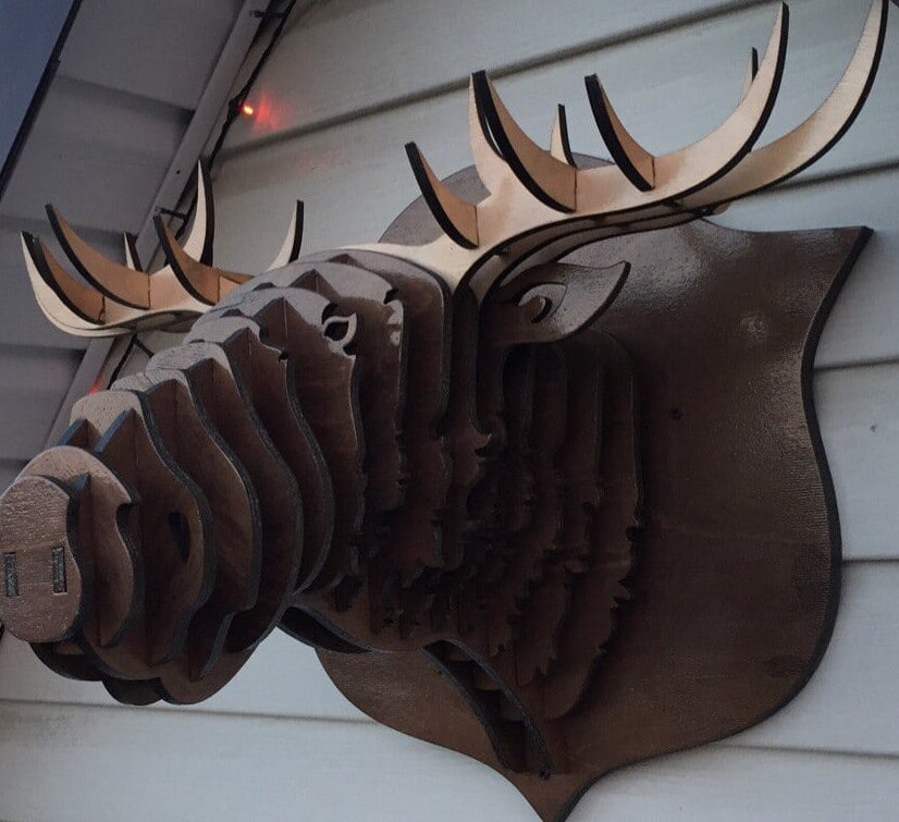 Intra απο ξύλο plywood 3mm-4mm πάχος – 3D Διακόσμηση τοίχου κεφαλής άλκες από ξύλο 25x30 cm INTRAVECTRY-MY557405