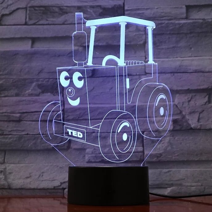 Intra απο ξύλο plywood 3mm-4mm πάχος – ξύλο χαρακτικής με λέιζερ 3D Optical Illusion Tractor Lamp Light Night 30x30 cm INTRAVECTRY-MY544285 - Image 1