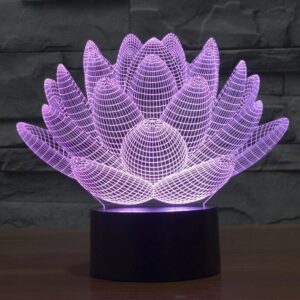 Intra απο ξύλο plywood 3mm-4mm πάχος – ξύλο χαρακτικής με λέιζερ 3D Optical Illusion Lamp Flower Lotus 30x35 cm INTRAVECTRY-MY556115