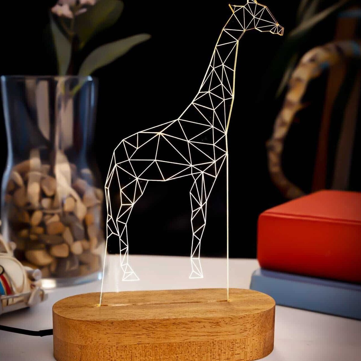 Intra απο ξύλο plywood 3mm-4mm πάχος – ξύλο χαρακτικής με λέιζερ 3D LED Giraffe Optical Illusion Light Night Light 25x25 cm INTRAVECTRY-MY544288