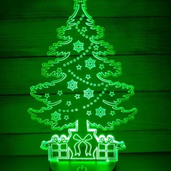 Intra απο ξύλο plywood 3mm-4mm πάχος – και χαραγμένο χριστουγεννιάτικο δέντρο τρισδιάστατο ακρυλικό φωτιστικό 25x25 cm INTRAVECTRY-MY547986 - Image 1