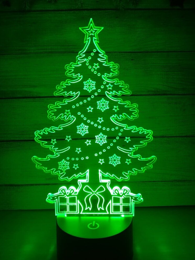 Intra απο ξύλο plywood 3mm-4mm πάχος – και χαραγμένο χριστουγεννιάτικο δέντρο τρισδιάστατο ακρυλικό φωτιστικό 25x25 cm INTRAVECTRY-MY547986