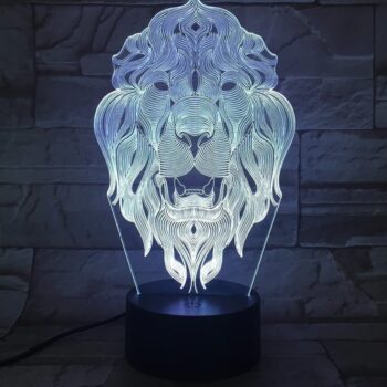 Intra απο ξύλο plywood 3mm-4mm πάχος – και χαραγμένο Lion Open Mouth 3D LED Night Light Light 10x10 cm INTRAVECTRY-MY544296 - Image 1