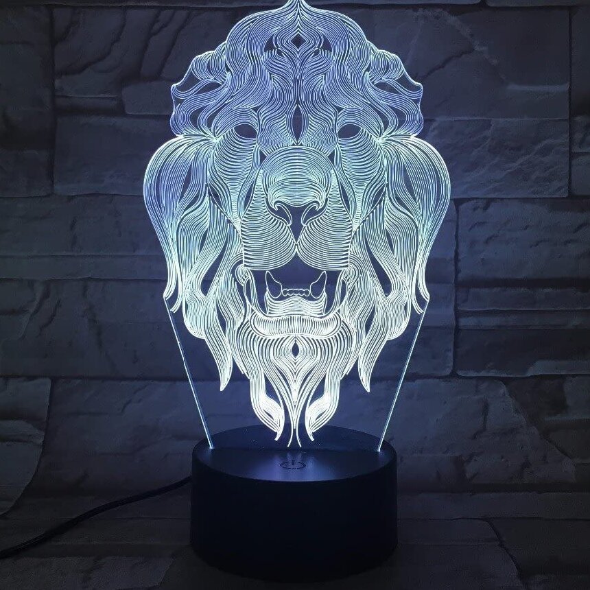 Intra απο ξύλο plywood 3mm-4mm πάχος – και χαραγμένο Lion Open Mouth 3D LED Night Light Light 10x10 cm INTRAVECTRY-MY544296