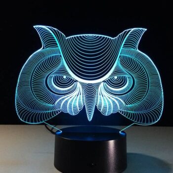 Intra απο ξύλο plywood 3mm-4mm πάχος – Λαμπτήρας νύχτας με 3D Illusion Face Eagle Owl χαραγμένο με λέιζερ 30x35 cm INTRAVECTRY-MY544297 - Image 1