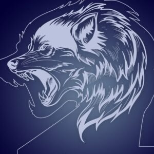 Intra απο ξύλο plywood 3mm-4mm πάχος – Λαμπτήρας νύχτας με χαραγμένο με λέιζερ Angry Wolf 3D Illusion Night Light 12x15 cm INTRAVECTRY-MY556443