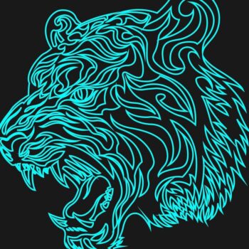 Intra απο ξύλο plywood 3mm-4mm πάχος – Λαμπτήρας νύχτας με 3D Illusion Face Roaring Tiger Face χαραγμένο με λέιζερ 10x10 cm INTRAVECTRY-MY556448 - Image 1