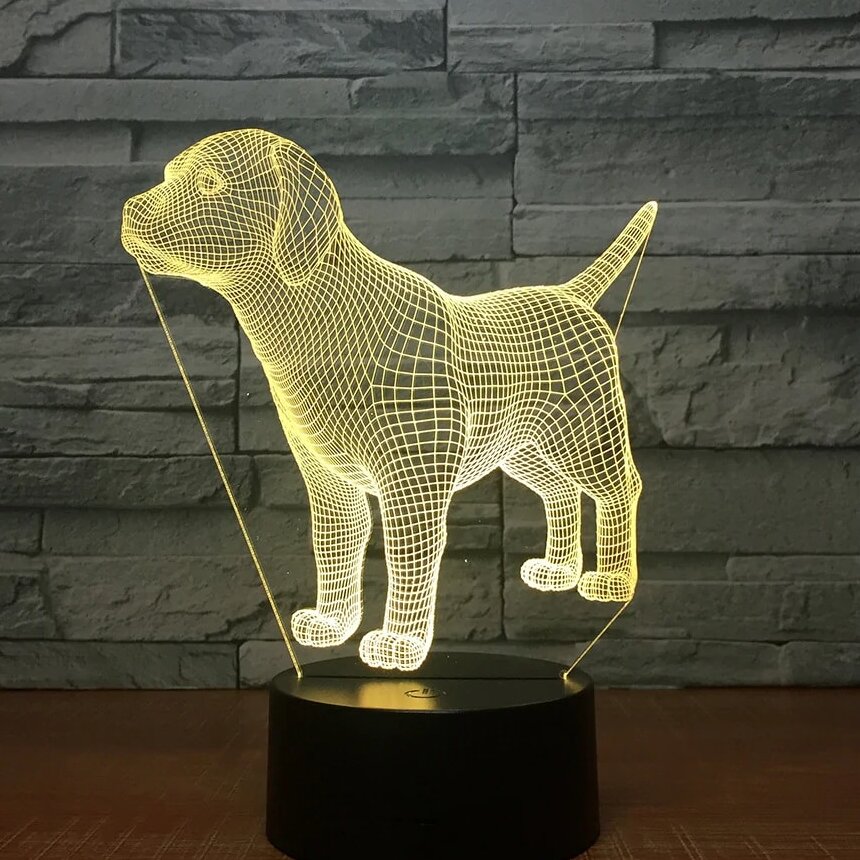 Intra απο ξύλο plywood 3mm-4mm πάχος – και χαραγμένο σκυλί Puppy 3D Illusion Night Light Light 30x35 cm INTRAVECTRY-MY544309