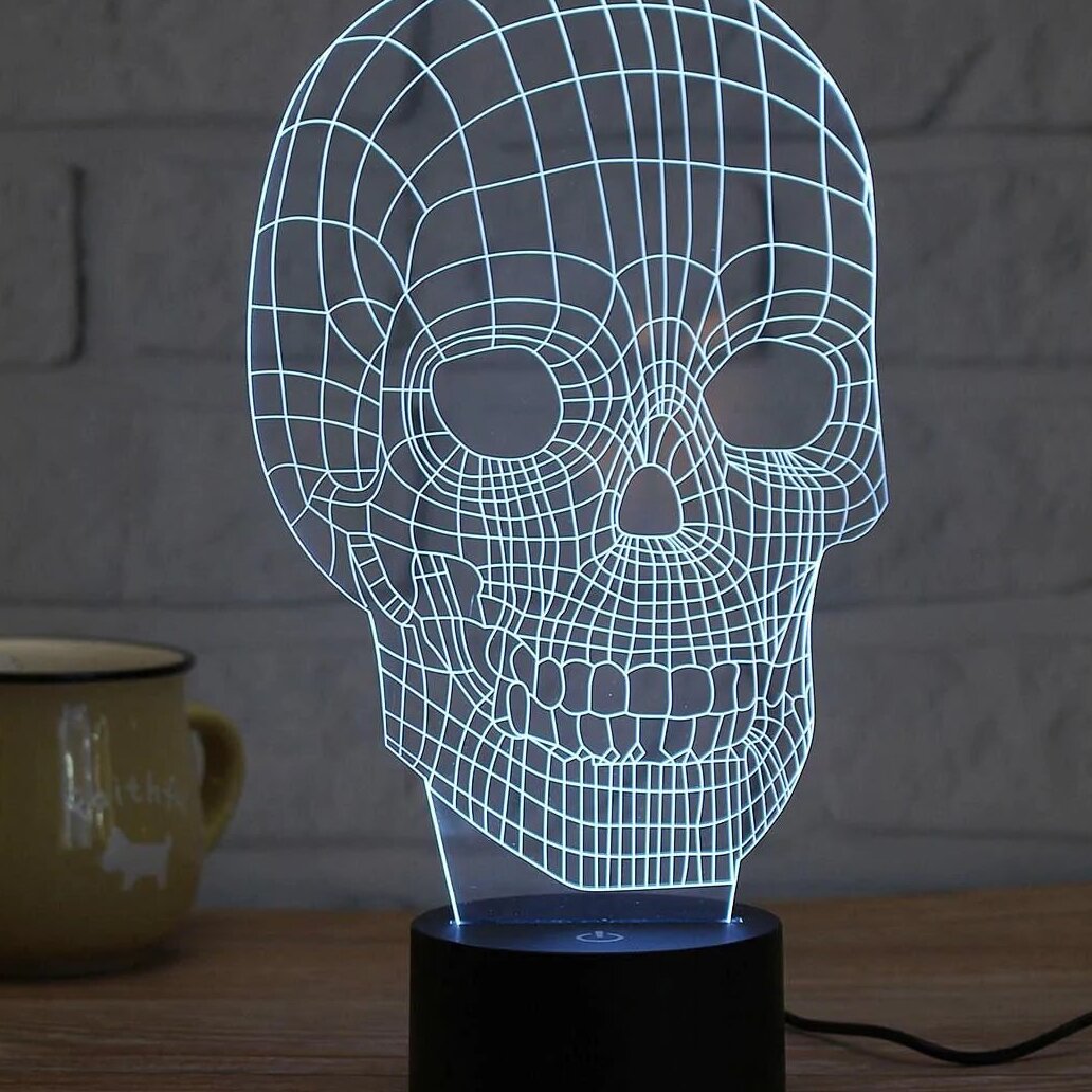 Intra απο ξύλο plywood 3mm-4mm πάχος – και χαραγμένο κρανίο 3D Illusion Night Light Light 50x60 cm INTRAVECTRY-MY544311