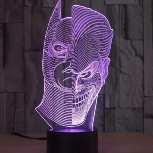 Intra απο ξύλο plywood 3mm-4mm πάχος – Λάμπα 3D Illusion Half Face Batman Joker χαραγμένο με λέιζερ 10x10 cm INTRAVECTRY-MY544940