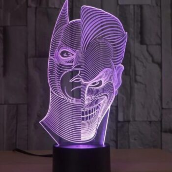 Intra απο ξύλο plywood 3mm-4mm πάχος – Λάμπα 3D Illusion Half Face Batman Joker χαραγμένο με λέιζερ 10x10 cm INTRAVECTRY-MY544940 - Image 1
