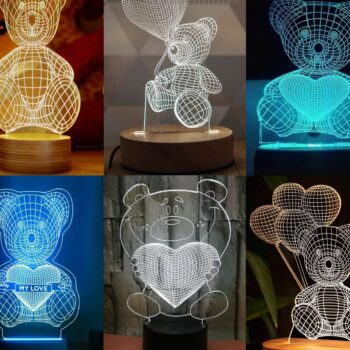 Intra απο ξύλο plywood 3mm-4mm πάχος – και Engraved Teddy Bear 3D Illusion Lamp Collection 40x40 cm INTRAVECTRY-MY544941 - Image 1