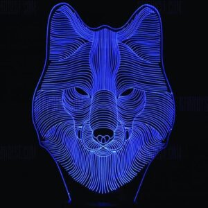 Intra απο ξύλο plywood 3mm-4mm πάχος – Λαμπτήρας Ψευδαίσθησης Τρισδιάστατου Ολόγραμματος Προσώπου Λύκου χαραγμένο με λέιζερ 30x35 cm INTRAVECTRY-MY544322