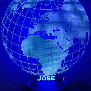 Intra απο ξύλο plywood 3mm-4mm πάχος – Λαμπτήρας νυκτός LED με 3D Illusion World Globe χαραγμένος με λέιζερ 12x15 cm INTRAVECTRY-MY556468 - Image 1