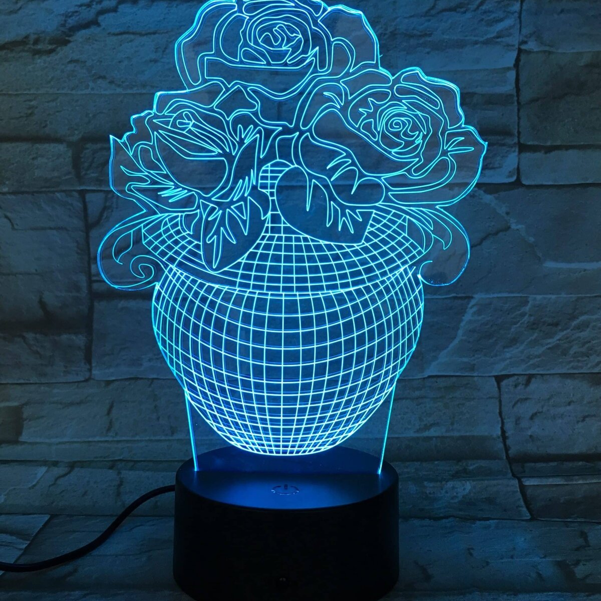 Intra απο ξύλο plywood 3mm-4mm πάχος – Λάμπα LED 3D Illusion Βάζο με χαραγμένο με λέιζερ 20x25 cm INTRAVECTRY-MY556470