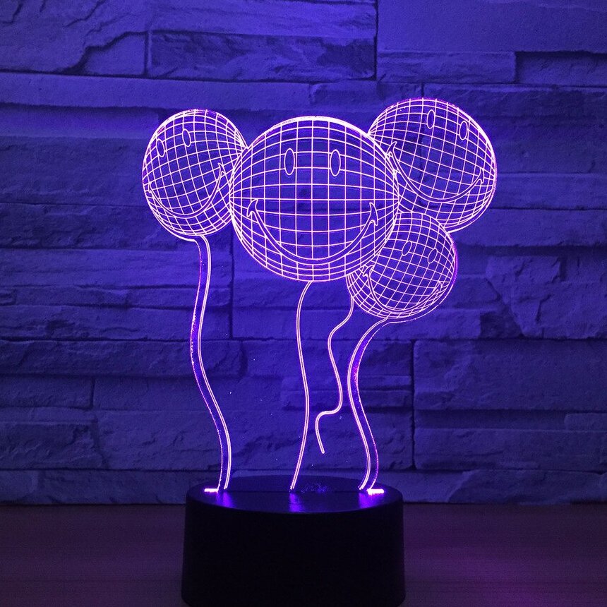 Intra απο ξύλο plywood 3mm-4mm πάχος – Λάμπα νυκτός 3D LED με χαραγμένο με λέιζερ χαμογελαστό πρόσωπο 30x30 cm INTRAVECTRY-MY544954