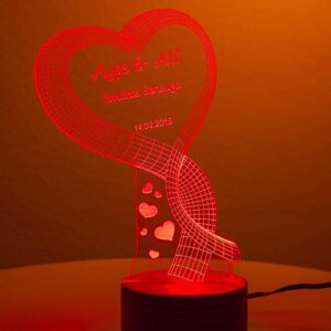 Intra απο ξύλο plywood 3mm-4mm πάχος – Λαμπτήρας LED με ρομαντική καρδιά αγάπης, εξατομικευμένη 3D Illusion, χαραγμένη με λέιζερ 15x15 cm INTRAVECTRY-MY544959