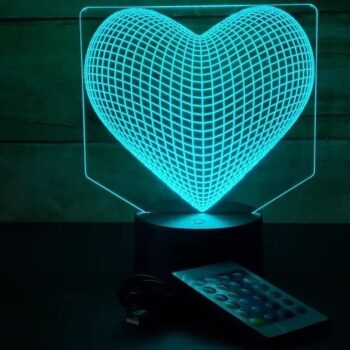 Intra απο ξύλο plywood 3mm-4mm πάχος – Laser Engraved Love Heart 3D Illusion LED Lamp 30x30 cm INTRAVECTRY-MY544333 - Image 1