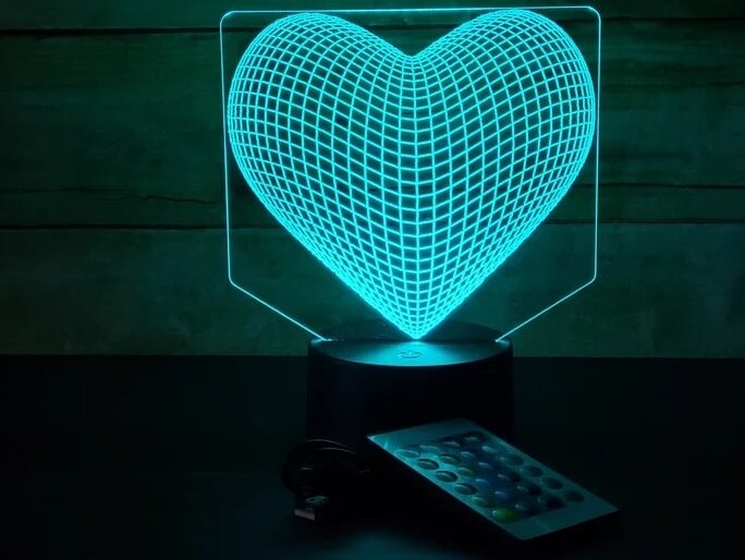 Intra απο ξύλο plywood 3mm-4mm πάχος – Laser Engraved Love Heart 3D Illusion LED Lamp 25x30 cm INTRAVECTRY-MY556478