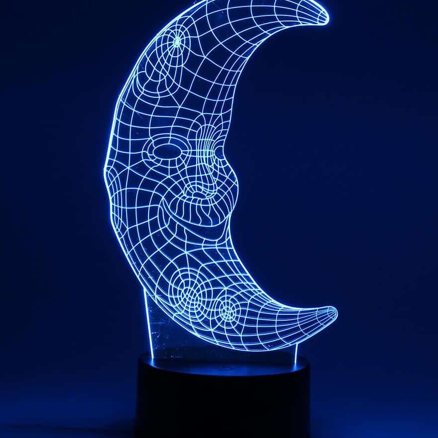 Intra απο ξύλο plywood 3mm-4mm πάχος – ξύλο χαρακτικής με λέιζερ 3D Illusion Lamp Half Moon 30x35 cm INTRAVECTRY-MY556489