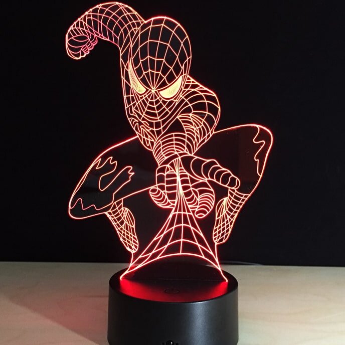 Intra απο ξύλο plywood 3mm-4mm πάχος – ξύλο χαρακτικής λέιζερ με λάμπα νυχτερινού φωτός 3D Spiderman Superhero 15x15 cm INTRAVECTRY-MY544347