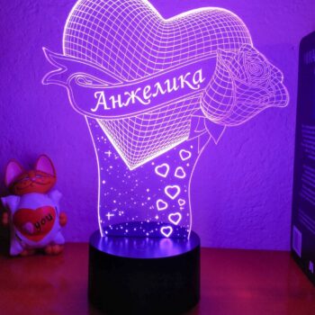 Intra απο ξύλο plywood 3mm-4mm πάχος – ξύλο χαρακτικής λέιζερ με λάμπα 3D ψευδαίσθησης LED Heart With Rose 40x45 cm INTRAVECTRY-MY556501 - Image 1