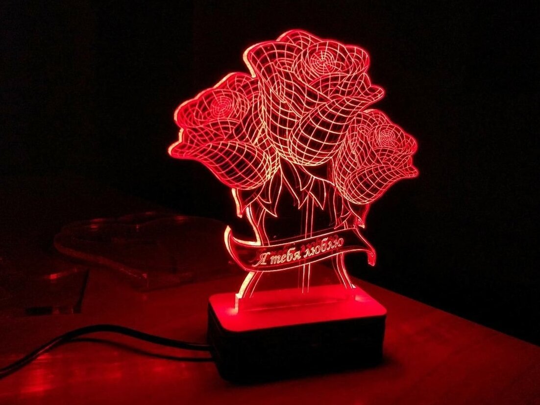 Intra απο ξύλο plywood 3mm-4mm πάχος – ξύλο χαρακτικής λέιζερ με λάμπα νυχτερινού φωτός 3D Optical Illusion 15x15 cm INTRAVECTRY-MY544356