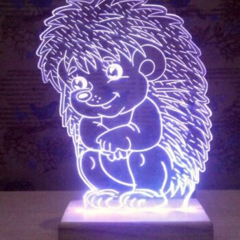 Intra απο ξύλο plywood 3mm-4mm πάχος – Ακρυλικό φωτιστικό 3D Setting Hedgehog για παιδικό δωμάτιο με λέιζερ 12x15 cm INTRAVECTRY-MY544986 - Image 1