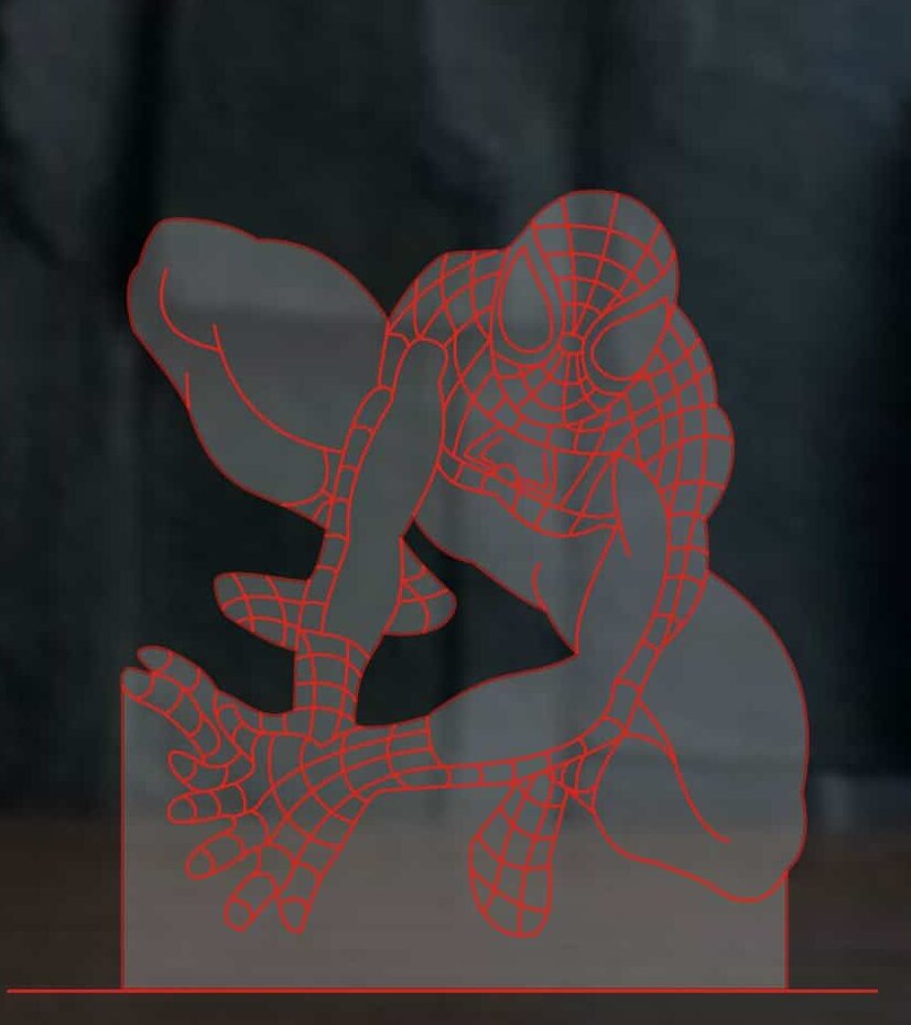 Intra απο ξύλο plywood 3mm-4mm πάχος – ξύλο χαρακτικής με λέιζερ Spiderman Sitting 3D Illusion Lamp for Kids 50x60 cm INTRAVECTRY-MY556512