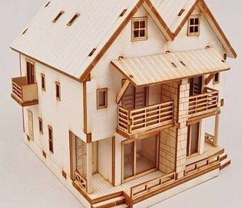 Intra απο ξύλο plywood 3mm-4mm πάχος – Φαντασία Βίλα Duplex Κουκλόσπιτο 3D Ξύλινο Παζλ Κατασκευές ξύλο CDR 45x50 cm INTRAVECTRY-MY561480 - Image 1