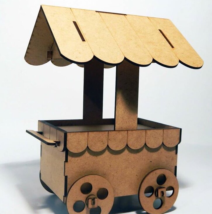 Intra απο ξύλο plywood 3mm-4mm πάχος – Μινιατούρα Sweet Popcorn Cart ξύλο 30x35 cm INTRAVECTRY-MY561487