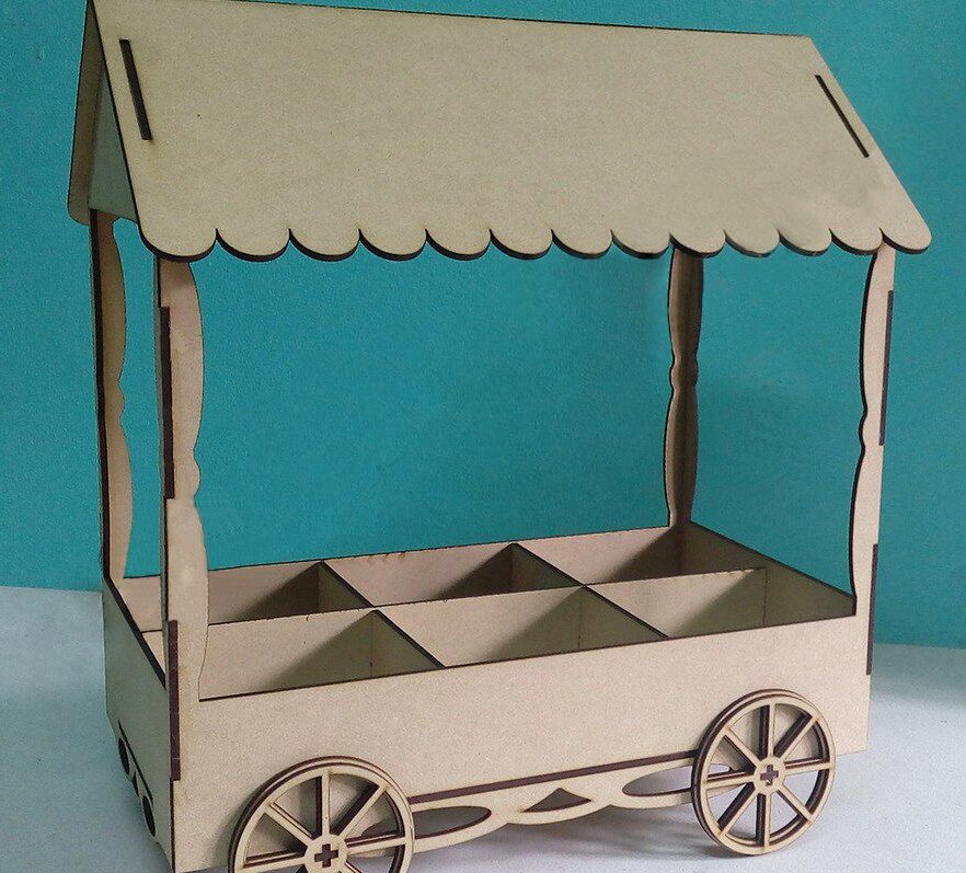 Intra απο ξύλο plywood 3mm-4mm πάχος – Καροτσάκι επιδόρπιο καραμελών με ξύλο 6 θέσεων 25x25 cm INTRAVECTRY-MY554391