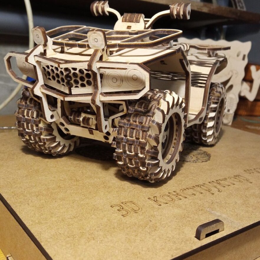 Intra απο ξύλο plywood 3mm-4mm πάχος – ξύλο ATV Quad Bike 3D Wood Model 45x50 cm INTRAVECTRY-MY560666