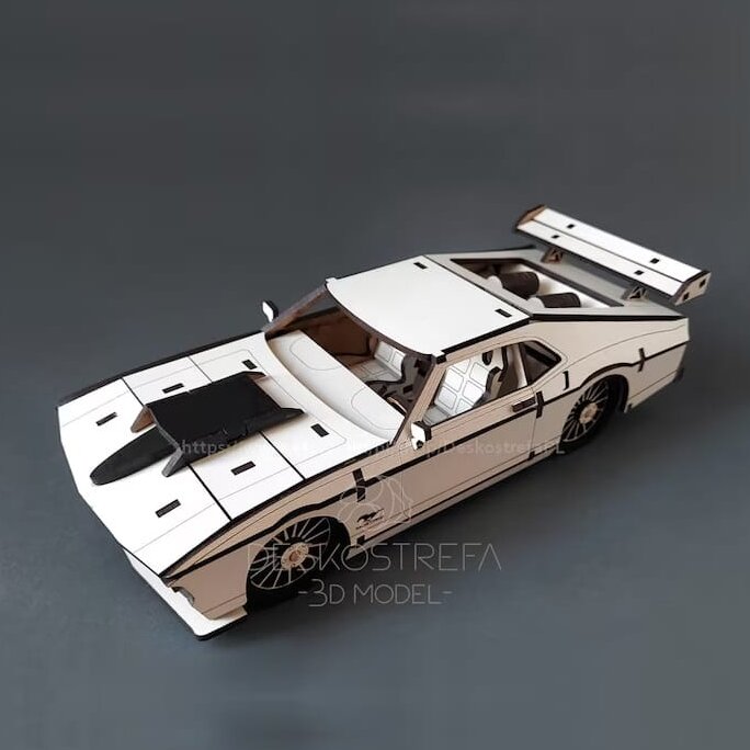 Intra απο ξύλο plywood 3mm-4mm πάχος – ξύλο Ford Mustang Car 3D Ξύλινο Μοντέλο 20x25 cm INTRAVECTRY-MY561514