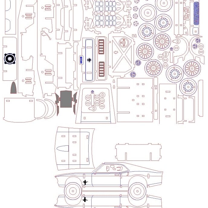 Intra απο ξύλο plywood 3mm-4mm πάχος – ξύλο Ford Mustang Car 3D Ξύλινο Μοντέλο 30x35 cm INTRAVECTRY-MY554876 - Image 4