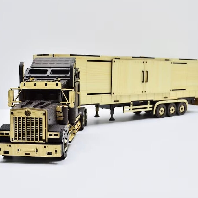 Intra απο ξύλο plywood 3mm-4mm πάχος – Μηχανικό τρισδιάστατο ξύλο παζλ American Freightliner Truck 45x50 cm INTRAVECTRY-MY544471