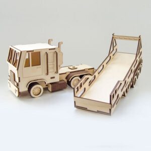 Intra απο ξύλο plywood 3mm-4mm πάχος – ξύλο 3D Ξύλινου Μοντέλου Semi Trailer Truck 15x15 cm INTRAVECTRY-MY544472