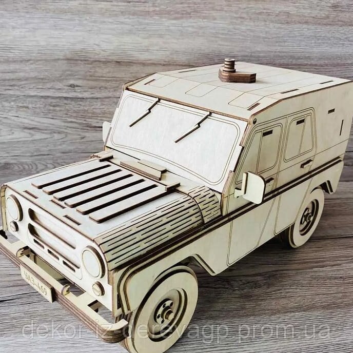 Intra απο ξύλο plywood 3mm-4mm πάχος – Μίνι μπαρ UAZ Military Vehicle Wood File 35x40 cm INTRAVECTRY-MY554976
